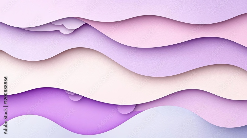 Aufkleber Clouds watercolor idea. Abstract layered paper design in soft pastel colors creating a soothing visual effect.