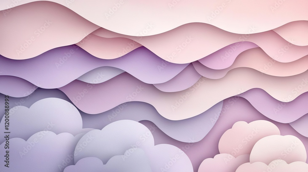 Aufkleber clouds watercolor idea. a serene gradient of layered pastel colors creating an abstract cloud-like e