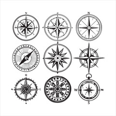Fototapeta premium silhouette of a compass for an explorers and adventurers’ social network