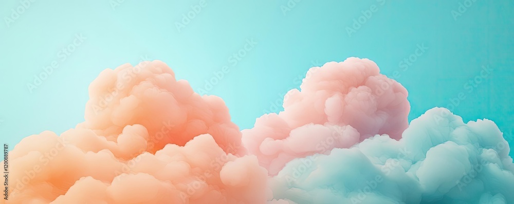Poster clouds watercolor idea. soft pastel clouds on a serene sky providing a tranquil and peaceful atmosph