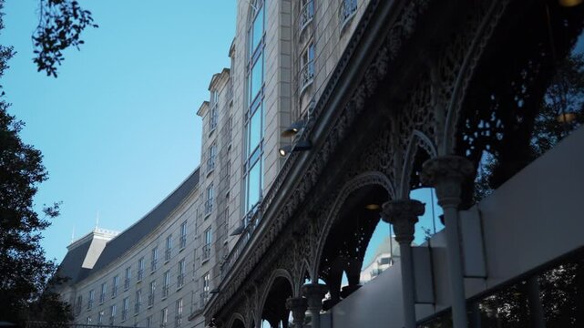 Archways at an entrance of the Dallas Crescent Hotel.