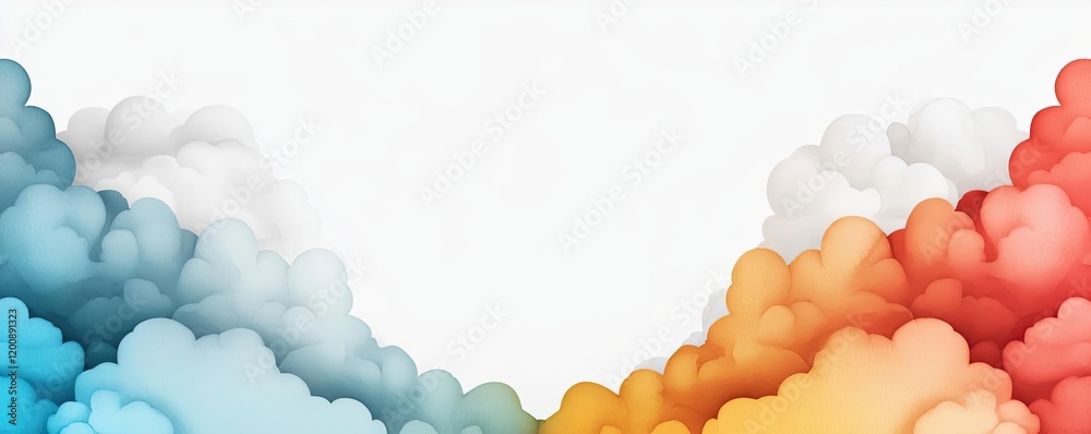 Poster clouds watercolor idea. vibrant abstract clouds in various colors creating a stunning background des