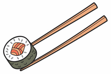 sushi with chopsticks