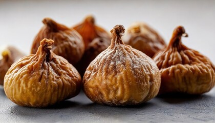 Fototapeta premium Dried figs isolate on a white background. Dried figs in general and cut form.
