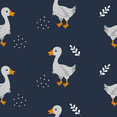 Fototapeta premium Playful ducks featured in a whimsical pattern perfect for children's decor or textiles