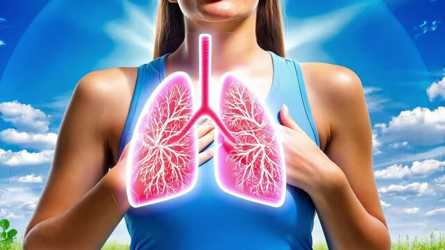 Lung function test and respiratory health concept with artistic elements