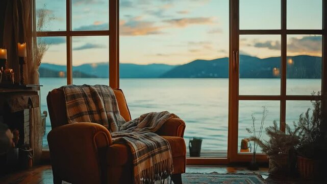 Cozy Armchair with Beautiful Sea View at Sunset