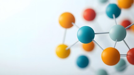Vibrant Interconnected Molecular Spheres on Clean White Background