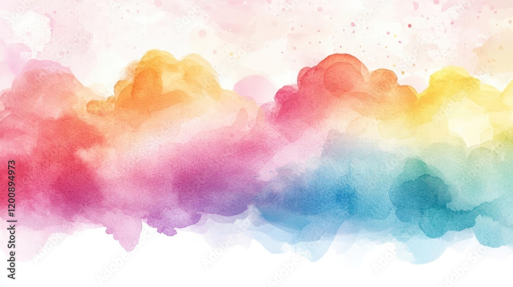 Poster clouds watercolor idea. a vibrant watercolor background with colorful abstract clouds and smooth gra