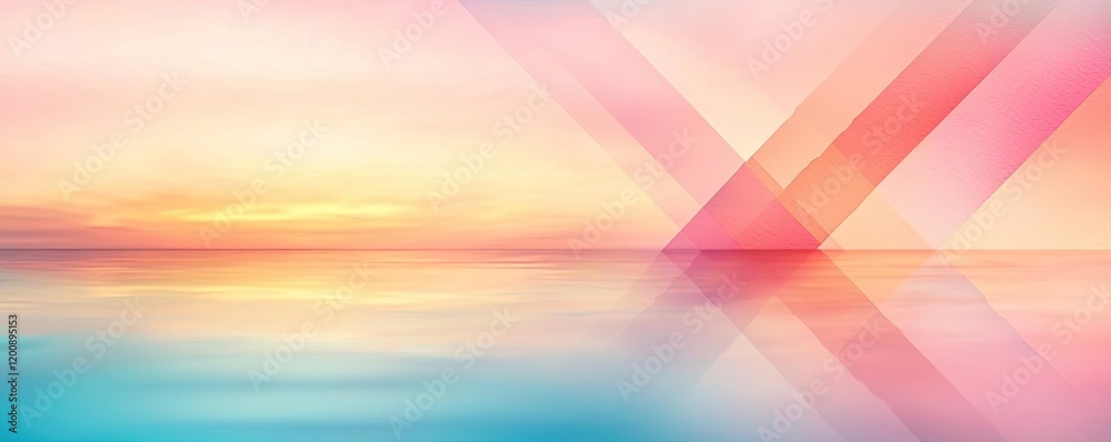 Poster blurred watercolor idea. a serene gradient of colors blending seamlessly at sunset over calm waters.
