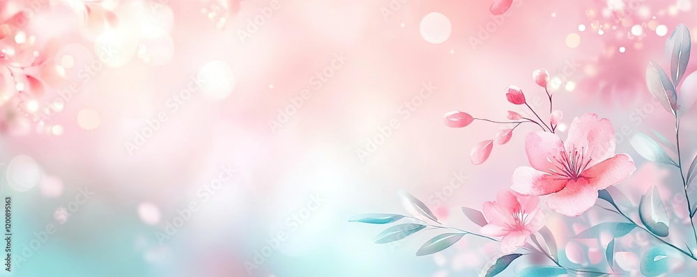 Aufkleber blurred watercolor idea. a serene floral background with soft colors and delicate blossoms creating 