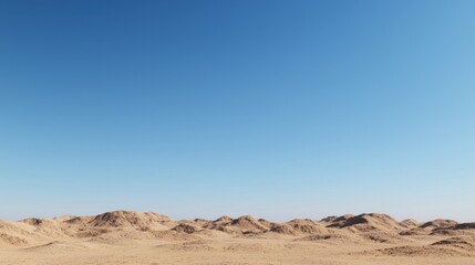 Naklejka premium Vast Desert Landscape Under Clear Blue Sky