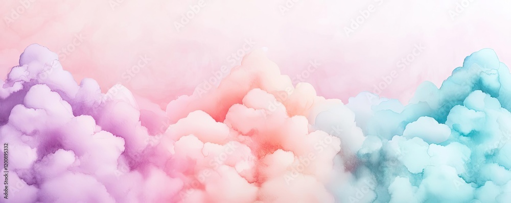 Aufkleber clouds watercolor idea. beautiful soft pastel clouds create a serene and dreamy background for vario