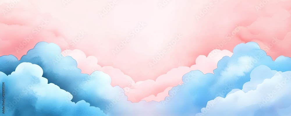 Poster clouds watercolor idea. a serene sky filled with soft pastel clouds, perfect for a calming backdrop.