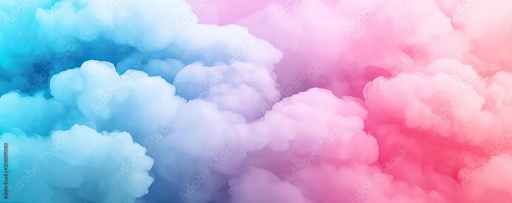 Aufkleber clouds watercolor idea. colorful clouds in shades of blue and pink create a dreamy atmosphere in the