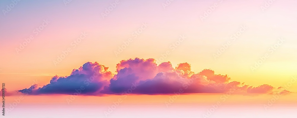 Poster clouds watercolor idea. stunning sunset view showcasing vibrant clouds and a colorful sky.