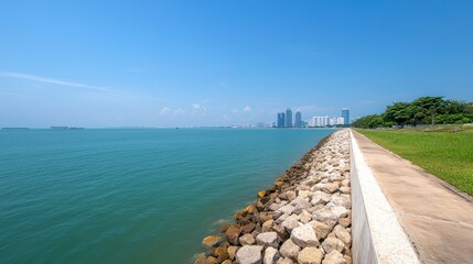 Obraz premium Coastal City Skyline with Ocean View