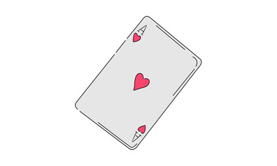 line art color of ace of heart card illustration
