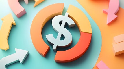 Minimalist Dollar Icon Encircled by Arrows Emphasizing Movement and Exchange