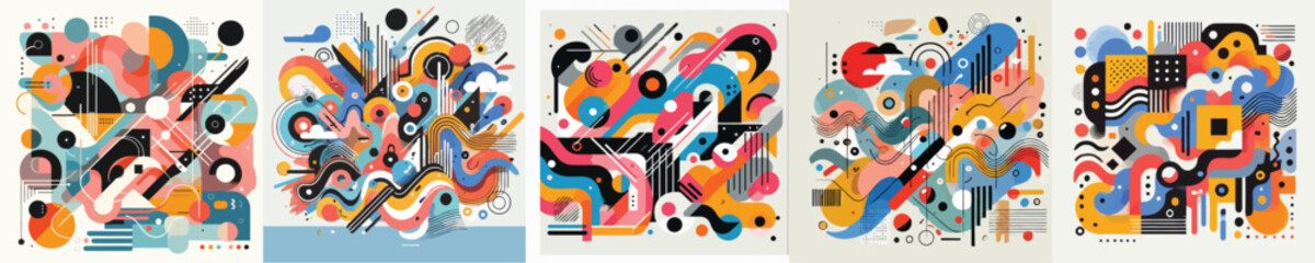 set of abstract expressionism vectors