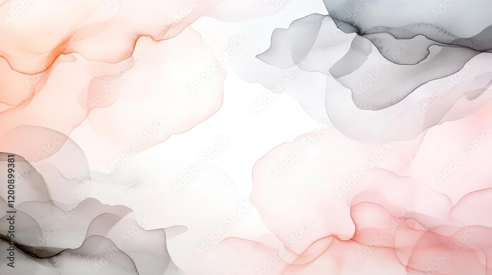 Poster ethereal watercolor concept. abstract fluid shapes in gentle colors creating a serene and modern bac
