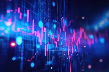 Fototapeta premium . A creative tech background with layered blue patterns, digital circuits, and soft lighting for a finance-related theme.