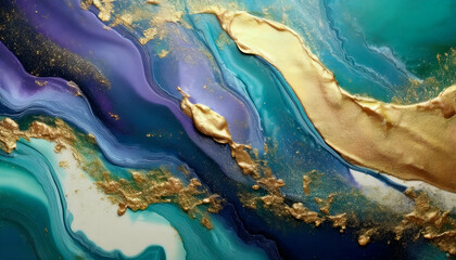an abstract painting with fluid blues , shimmering gold. subtle texture , best for wall paper, social media post , website background ,digital art , social media post ,