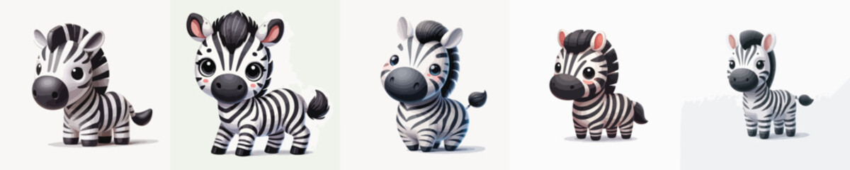set of cute vector zebras