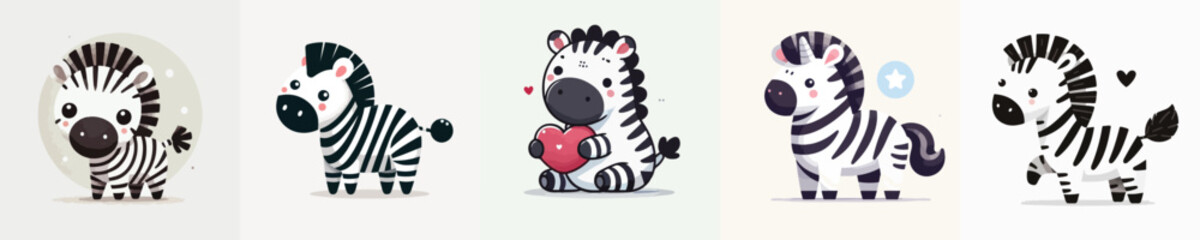 set of cute vector zebras