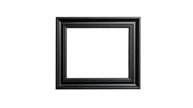 Black Square Frame: A classic square picture frame with a sleek black finish, isolated against a clean background, ready to showcase your cherished memories.  