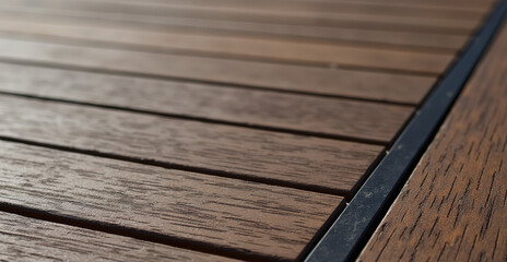 Close-Up of Textured Composite Decking with Wood Grain Detail and Interlocking Design"