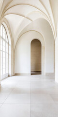 Obraz premium Modern minimalist interior design featuring arches and natural light in a spacious room