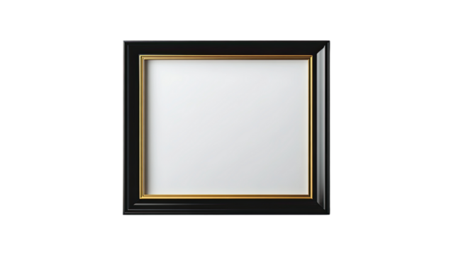 Black and Gold Frame Mockup: Elegant square picture frame with a black outer frame and a golden inner frame, providing a sophisticated and stylish backdrop for your artwork or design.