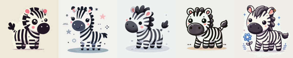 set of cute vector zebras