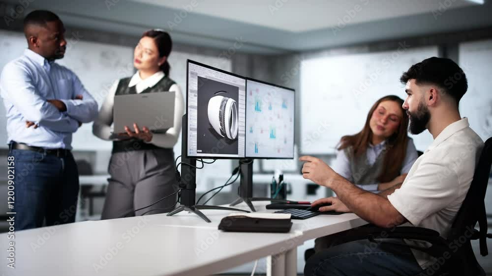 Aufkleber group of people using 3d design software