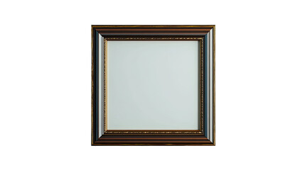 Fototapeta premium Elegant Dark Wood Frame: A classic, vertically-oriented dark wood picture frame with subtle gold detailing, ideal for showcasing artwork or photography. The frame features a clean.