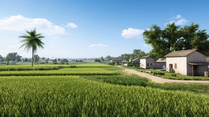 Tranquil Rural Village Landscape