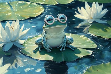 a frog wearing silly glasses