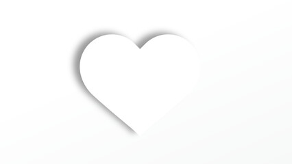 白いハート、影付き、心臓、心、気持ち、ベクター