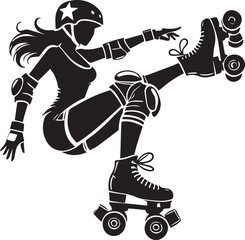 Roller derby girl silhouette vector