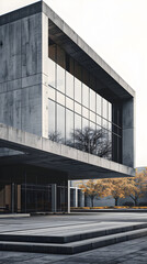 Obraz premium Iconic Minimalist Architectural Structure Representing Modernist Designs and Natural Synthesis