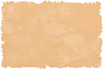 Old grungy coffee stained worn edges paper. Tattered torn vintage coffee cup stain isolated on empty background. Ancient book parchment page. 