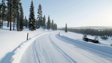 Snowy Path Through Winter Forest