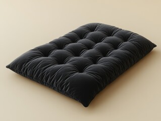 Fototapeta premium Soft Black Pillow on Neutral Background with Elegant Design