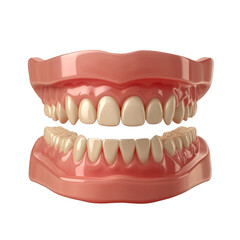 Obraz premium A set of full removable dentures in white background.