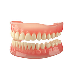Obraz premium A set of full removable dentures in white background.