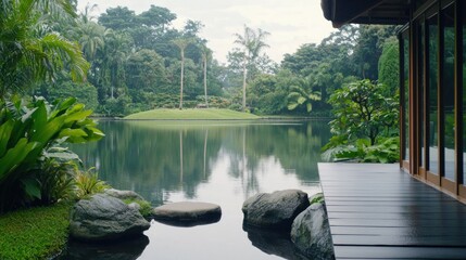 Serene Rainforest Lake View