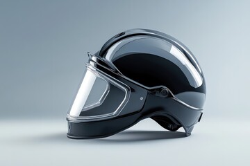 A 3D mockup of a safety helmet with a glossy finish, shown at an angle for a dynamic presentation.