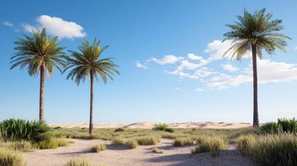 Desert Oasis with Palm Trees