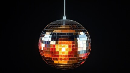 Obraz premium Disco Ball Hanging in Darkness: A Glimmering Sphere of Mirrored Tiles